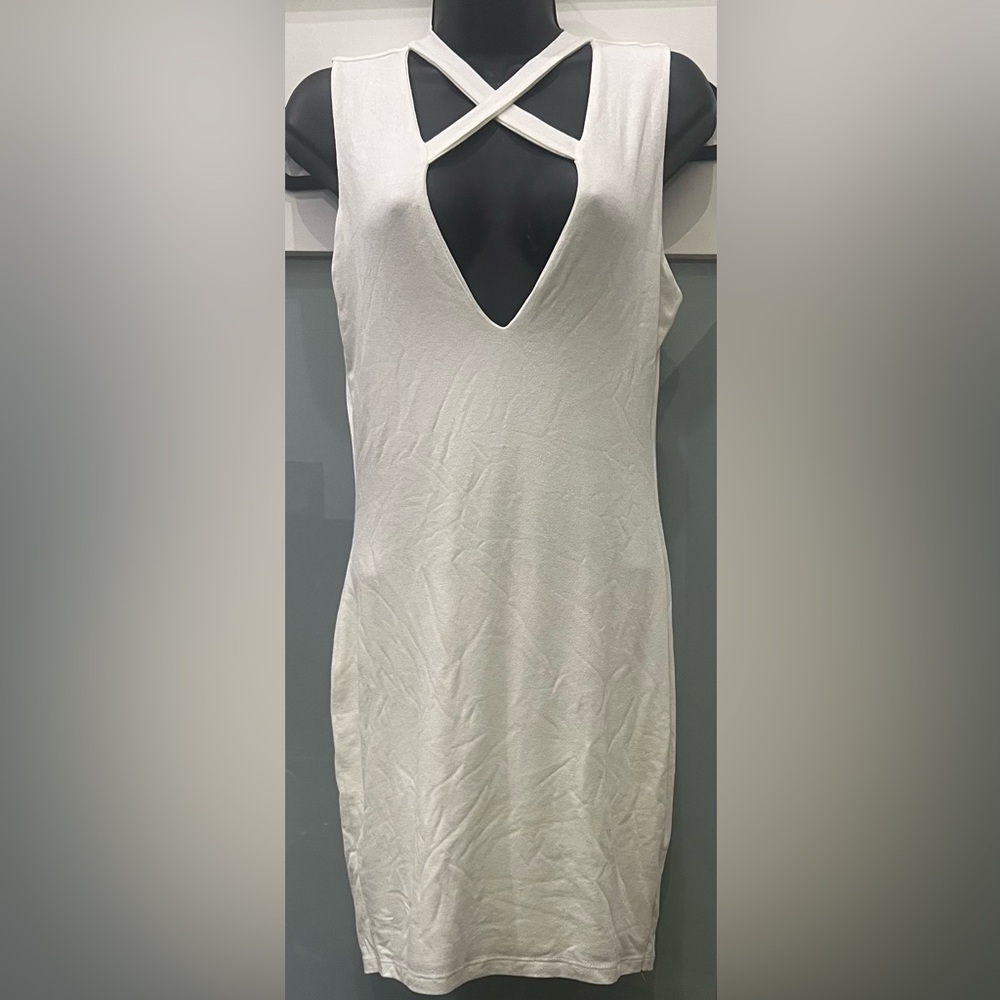 CEFIAN Criss Cross Front Off White Dress Juniors Large
